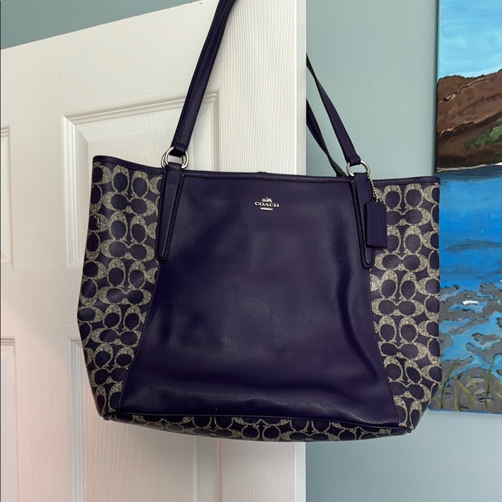 Coach Purple and Gray Signature Tote Bag